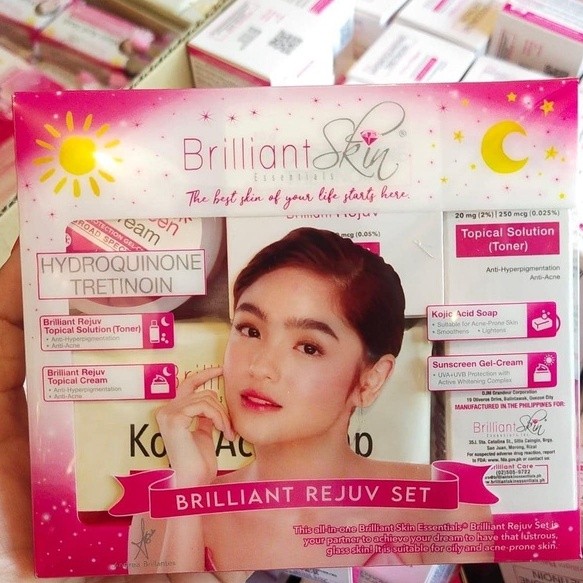 ในสต็อก Brilliant Skin Rejuv Set พร้อม Hydroquinone | ชุดบํารุงผิวหน้าฟื้นฟู