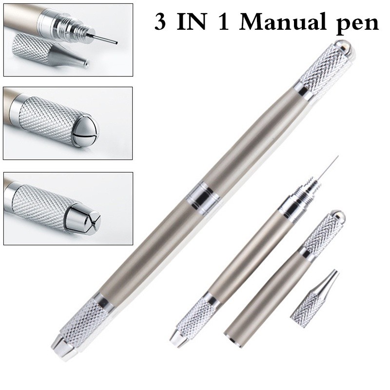 ในสต็อก Available3 IN 1 Dual-end Tebori Manual pen Tattoo Supplies สําหรับเครื่องแต่งหน้าถาวร Liner 