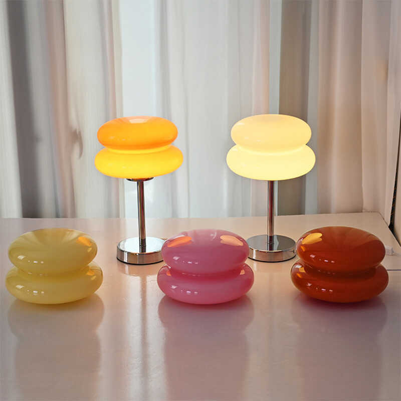 Table Aroon Lamps Glass LED 11.6" Tall Bedsides With 3 Color Modes Bulb Cute Desk For Living Room