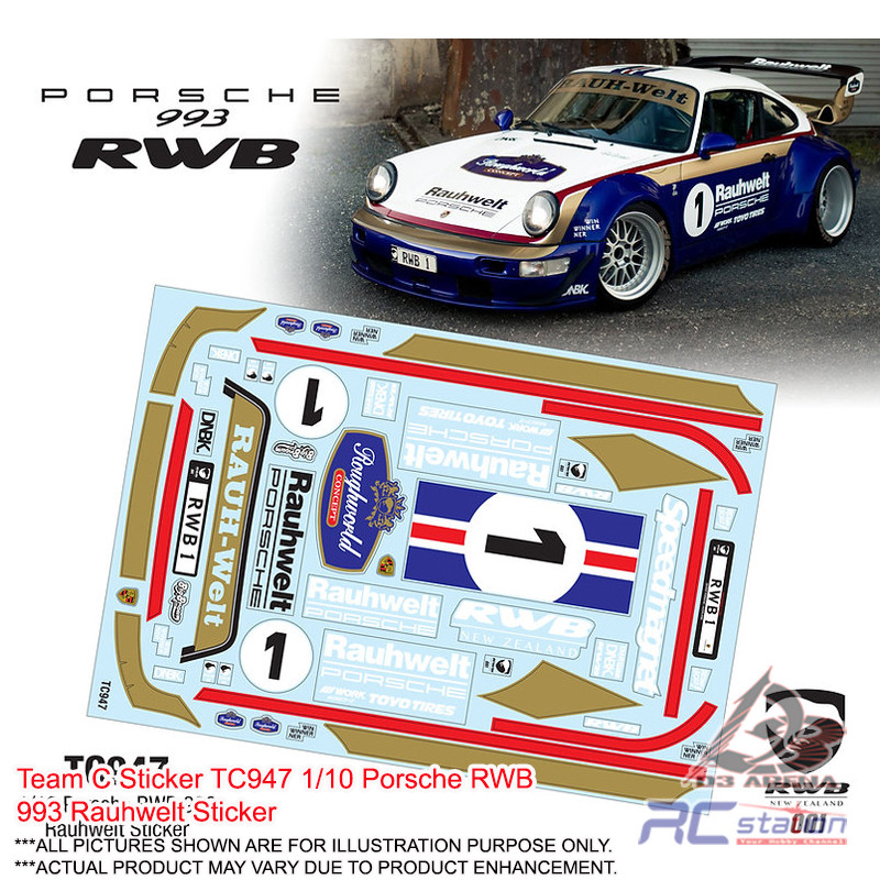 Team C Sticker TC947 1/10 Porsche RWB 993 Rauhwelt Sticker