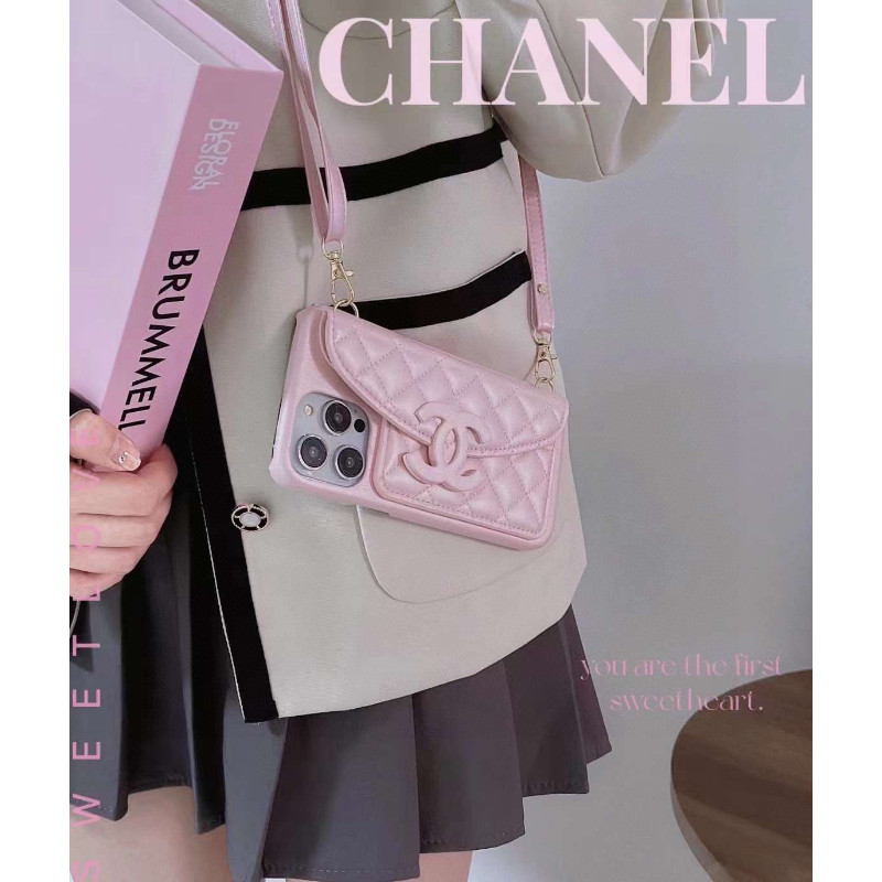 CHANEL5101 Diamond Check Design Slim-fit Phone Case Spring Summer Pink