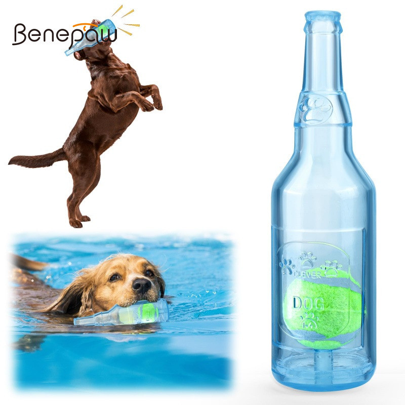 Benepaw Interactive ขวดน้ําสุนัขของเล่น Squeaker และลูกเทนนิสสําหรับดึงการงอกของฟันบรรเทาปลอดภัยทนทานลอยของเล่นสุนัขสําหรับลูกสุนัขสุนัขขนาดกลางTo Alleviateความวิตกกังวล