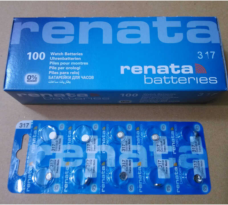 Δ 100X Renata Sier Oxide นาฬิกาแบตเตอรี่ Sr516sw Hg 317 1.55V 100% เป็นต้