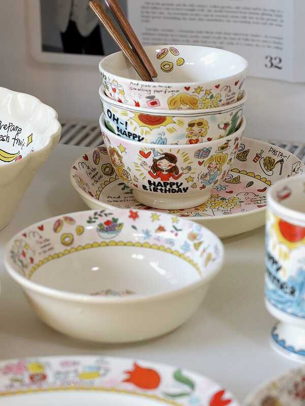 LY โดย Zetten "Said The Railway's Railway.Heag Series สีครีม ชามซุปภรรยาดัต