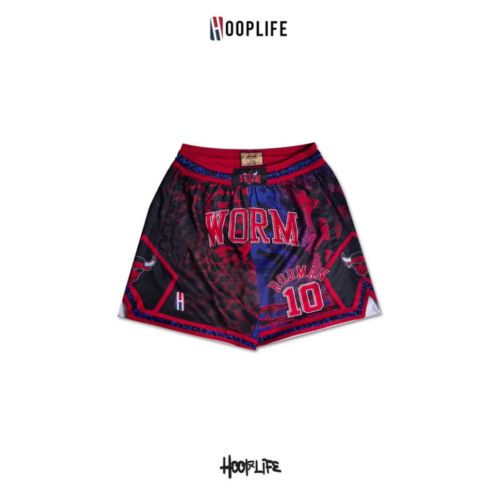 กางเกงขาสั้นแนวสตรีท  HoopLife  BAD WORM  Retro Shorts
