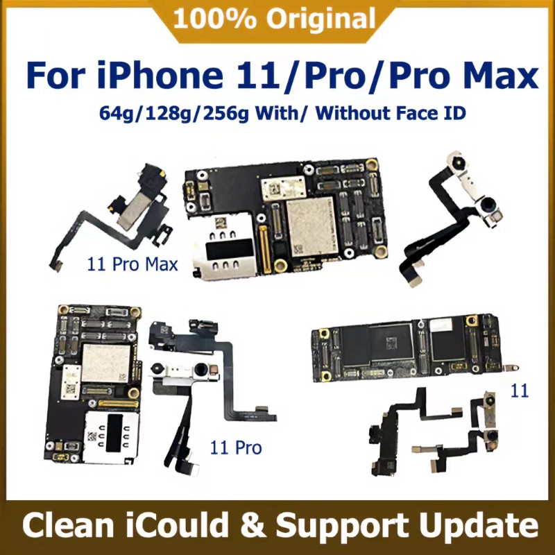 ในสต็อก Clean iCloud เมนบอร์ดสําหรับ iphone 11 Pro Max 64/256g Face ID board สําหรับ iphone 11 เมนบอ