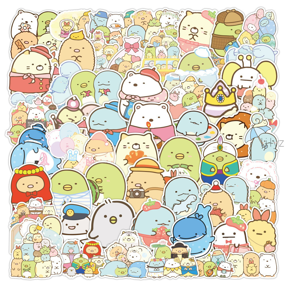 ในสต็อก 100 ชิ้น Sumikko Gurashi สติกเกอร์กันน้ํา PVC การ์ตูนแล็ปท็อปกระเป๋าเดินทางสติกเกอร์