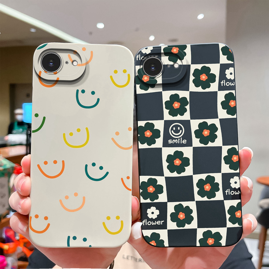 เคสโทรศัพท์สําหรับ iPhone 16e SE4 น่ารักการ์ตูนยิ้ม Face รูปแบบป้องกันซิลิโคนเหลวนุ่มปกหลังสําหรับ iPhone16e SE4 Ultrathin ปลอก Capa