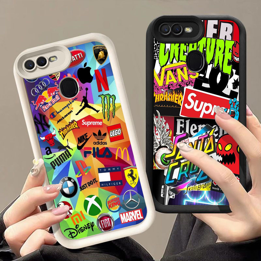 สําหรับ OPPO Realme A12 A12s F7 C2 F9 C2s A5S A5 A1K A11K A12E A7 A3S Pro Q-50 โลโก้แฟชั่น