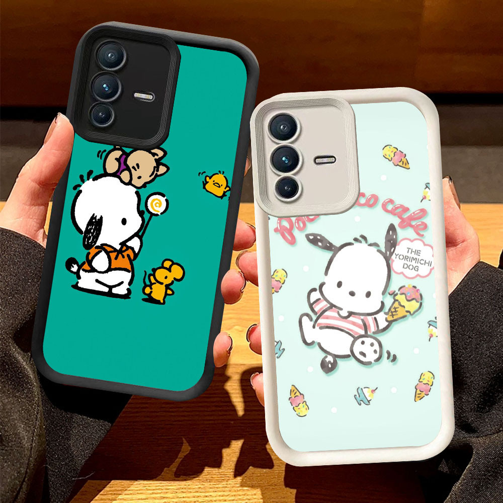 O-50 Pochacco Casing สําหรับ VIVO V23E Y75 V23 Y200 5G สีดําและสีขาว
