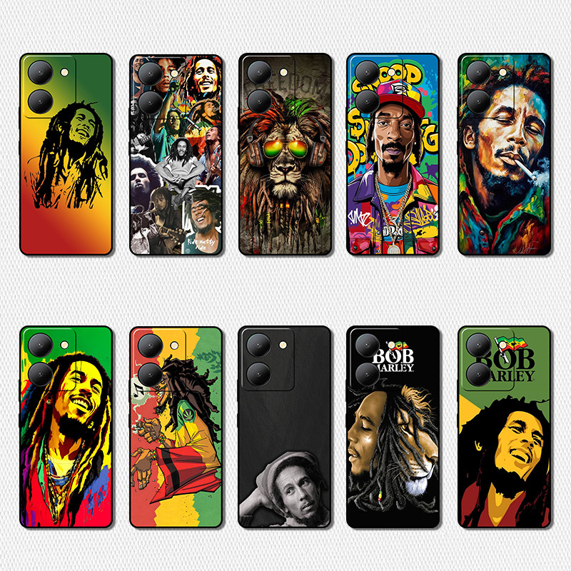 นุ่มสีดําTPUสีเคสโทรศัพท์สําหรับVivo Y31 Y3S Y35 Y36 Y50 Y51 Y55 Y55S HR7 bob marley Anti fall desig
