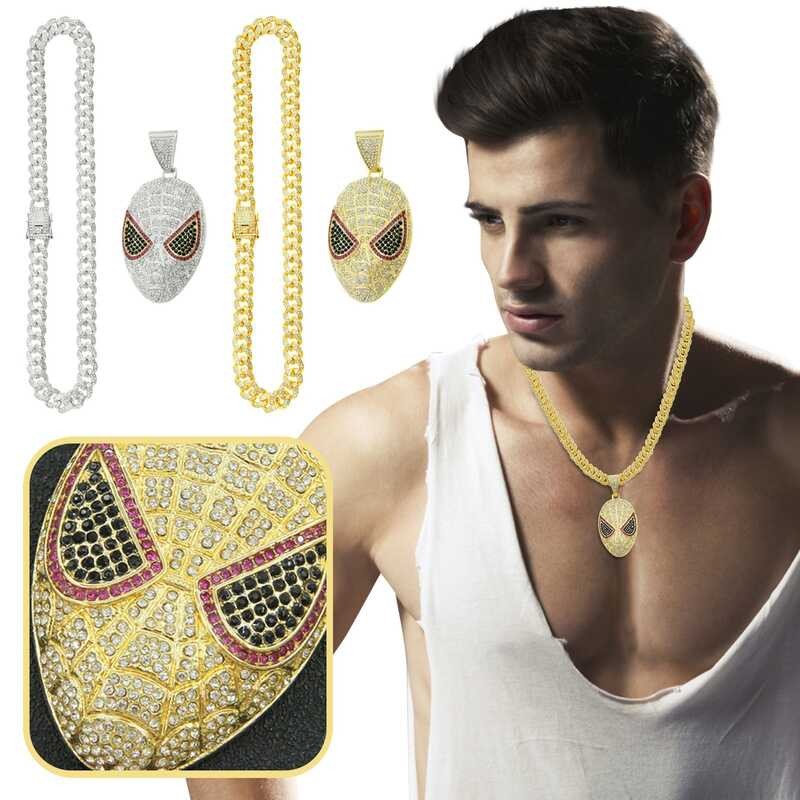 ◆ 3D สี Dia Spiderman สร้อยคอ Spiderwear หน้ากากจี้สร้อยคอแฟนคล