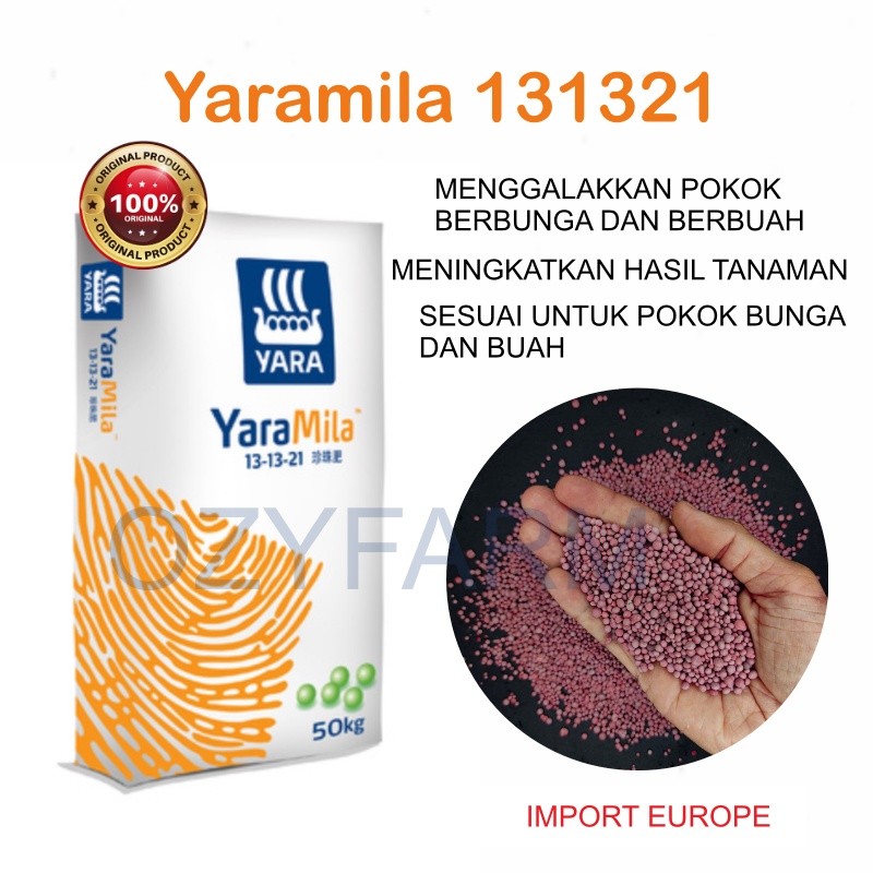 ในสต็อก 1KG YARAMILA NPK 131321  ปุ๋ยผลไม้ baja paksa bunga และ buah ของแท้ 100%