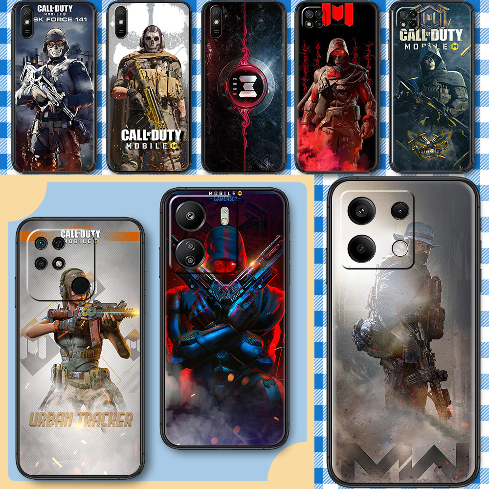 สําหรับ Xiaomi redmi K40 K60 K70 หมายเหตุ 7 8 Pro Call of Duty Mobile เคสโทรศัพท์ TPU สีดํานุ่ม