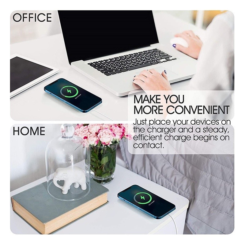（ ท้องถิ่น ）65W Magnetic wireless Charger Fast wireless charging Ultra Thin ป้องกันความปลอดภัยสําหรับ Android สําหรับ iPhone 14 13 11 12 Pro MAX Mini USB C 8 Plus XR X XS MAX Airpods ราคา ถูกที่สุด ดีลบีเคเค แกลเลอรีภาพที่ 2