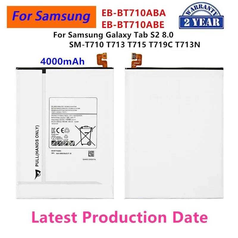 ▥ ยี่ห้อใหม่แท็บเล็ต Eb-Bt710aba Eb-Bt710abe แบตเตอรี่ 4000Mah สําหรับ Samsung Galaxy Tab S2 8.