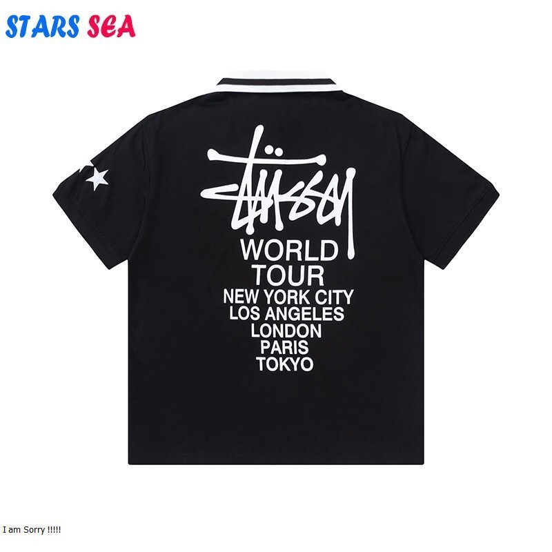 เตรียมจัดส่ง High Street Logo ปัก American Classic Loose Short Sleeved Polo Shirt