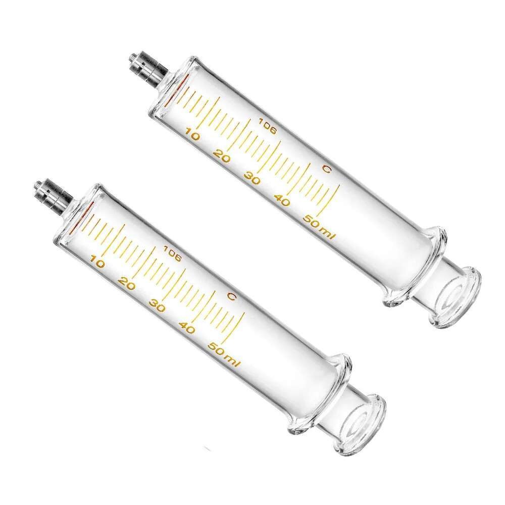 2 ชิ้น/ล็อต 50mL Syringe Glass Luer Lock ozone Syringe สําหรับโอโซนบําบัด