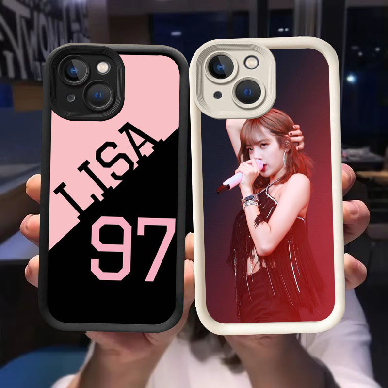 O-2 BLACKPINK Lisa Casing สําหรับ iPhone 15 XR X XS Pro Max สีดําและสีขาว