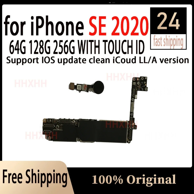 ในสต็อก จัดส่งฟรีเมนบอร์ดสําหรับiPhone SE 2020 ทําความสะอาดICloudเมนบอร์ดระบบ256GB Logic Boardฟังก์ช