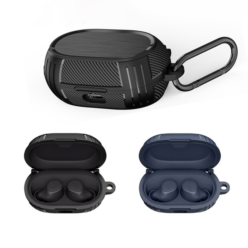 คาร์บอนไฟเบอร์สไตล์หูฟังสําหรับ Jabra Elite 7 Pro Active 75T ไร้สายบลูทูธชุดหูฟัง Protector กระเป๋า 