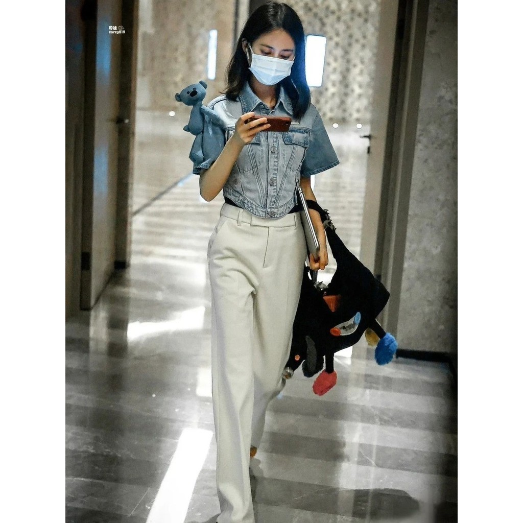 กระเป๋าสไตล์เดียวกันของ Chen Yuqi กระเป๋าสะพายไหล่ลายเมฆลูกสุนัขน่ารักกระเป๋าถืออเนกประสงค์ออกนอกบ้