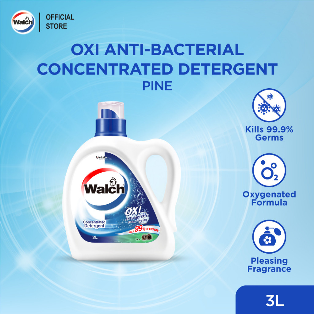 ในสต็อก Walch OXI Clean Anti-bacterial ผงซักฟอกสูตรเข้มข้น Pine (3L)