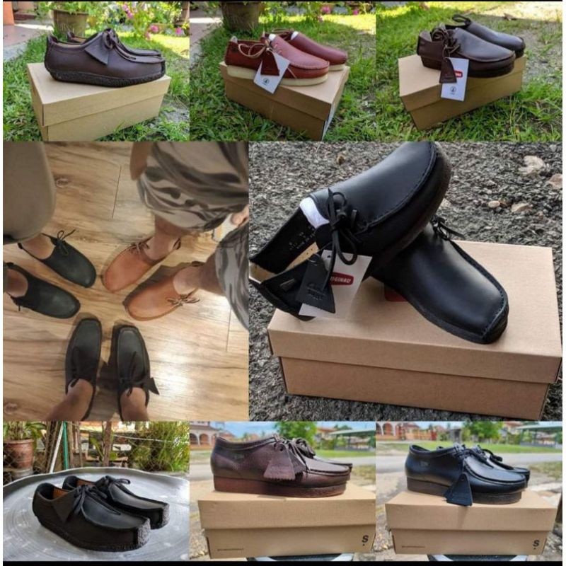 ในสต็อก [ของขวัญฟรี] รองเท้าหนังแท้ CLARKS LUGGER, NATALIE,WALLABEES KASUT KNULL CLARK SHOES KASUT K