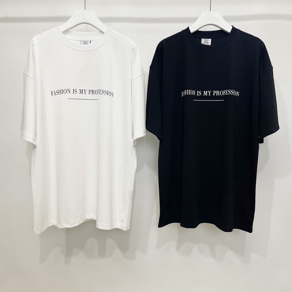 VETEMENTS Minimalist คำขวัญ VTM Crew คอคู่หลวม Casual T-Shirt