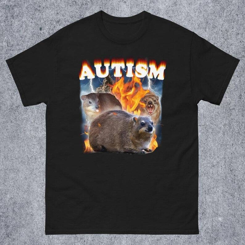 ออทิสติกตลก Hyrax Meme Tee เสื้อของขวัญสําหรับผู้หญิงและผู้ชาย, เสื้อน่าเกลียด, เสื้อยืด Unhinged, เ