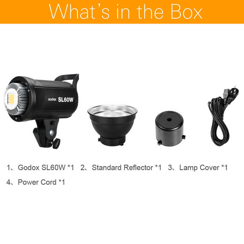 Godox 🍀 Sl60w Sl-60W LED Studio Light 5600K White Continuous Lighting Version Bowens Installat