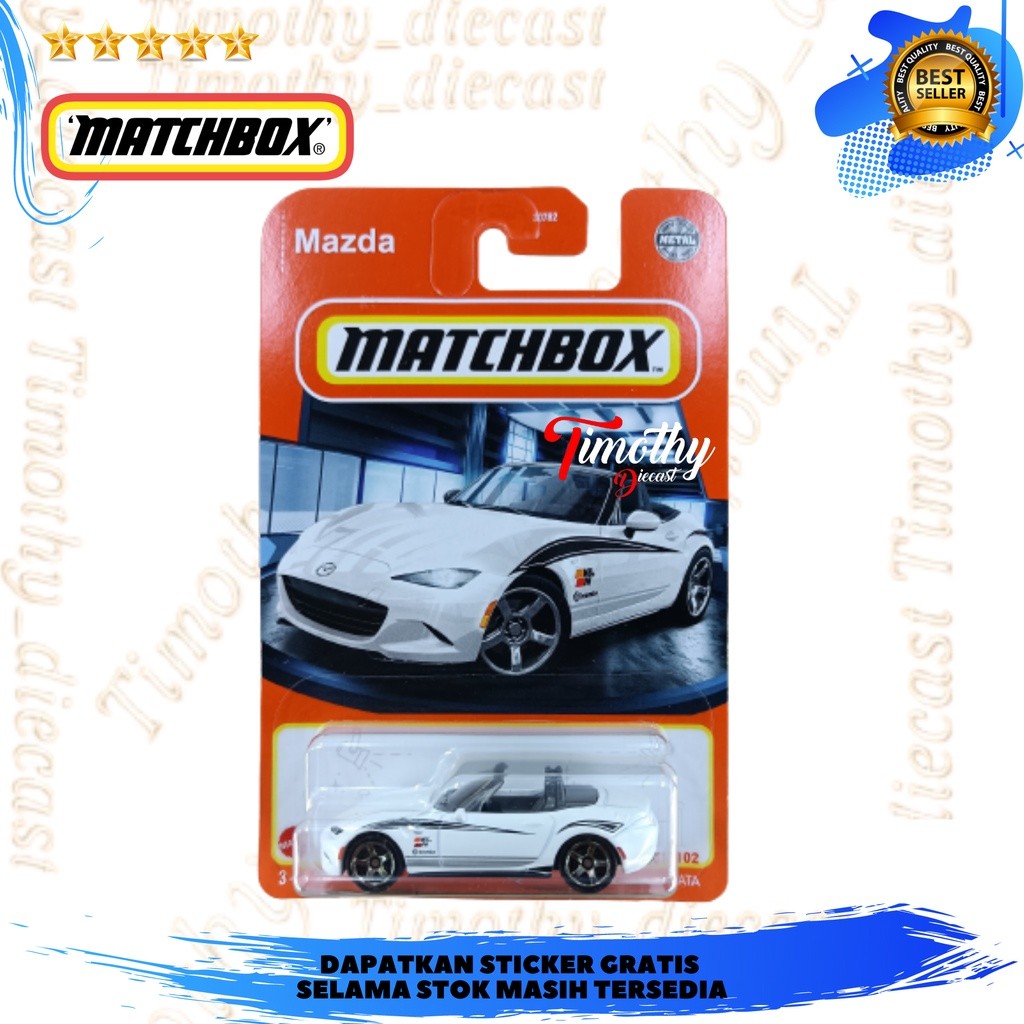 ในสต็อก PUTIH Matchbox MBX 15 Mazda MX5 Miata Brembo White Collector Timothy Diecast