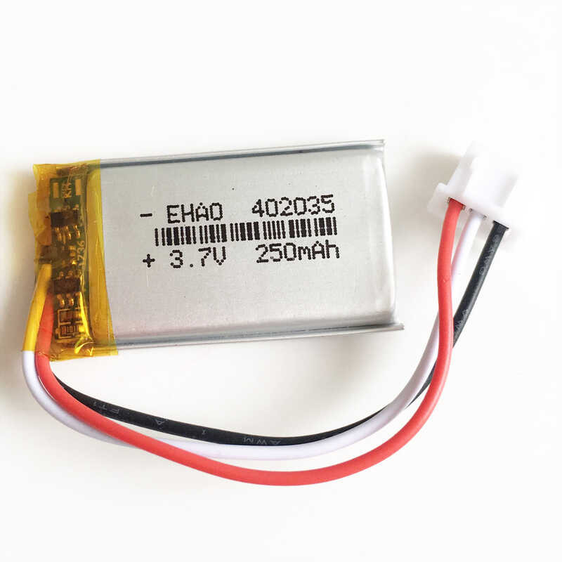 Δ 3.7V 250Mah Li-Polymer Lipid แบตเตอรี่แบบชาร์จไฟได้ 402035 + JST XHR 2.