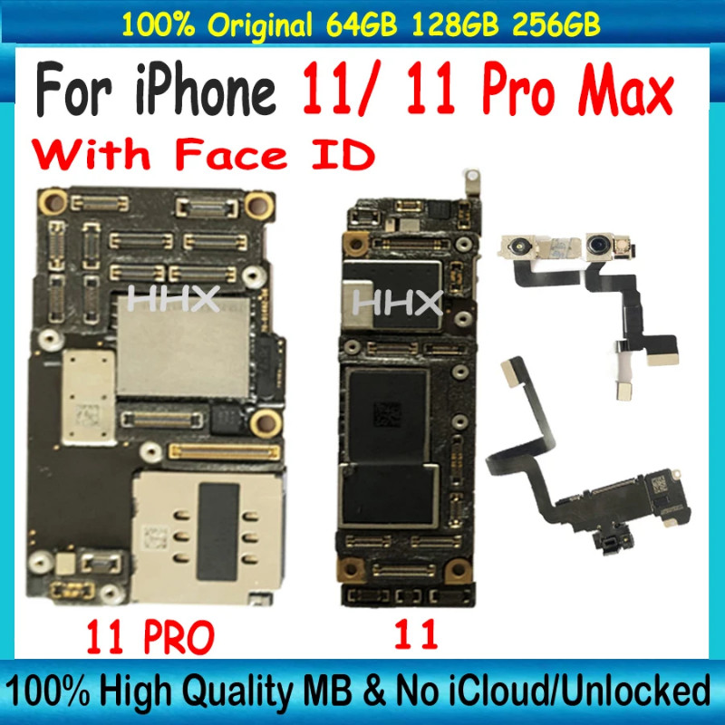 ในสต็อกฟรีicloudปลดล็อกสําหรับiphone 11 Pro Max 256GBเมนบอร์ดFace ID 64Gเมนบอร์ดสําหรับiPhone 11