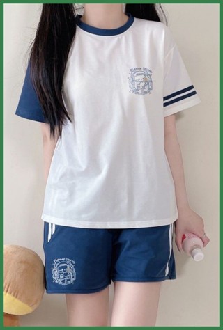 ️S-2XL️ชุดนักเรียนญี่ปุ่น2ชิ้นแขนสั้น+ขาสั้น เนื้อผ้าฝุ่น30%…