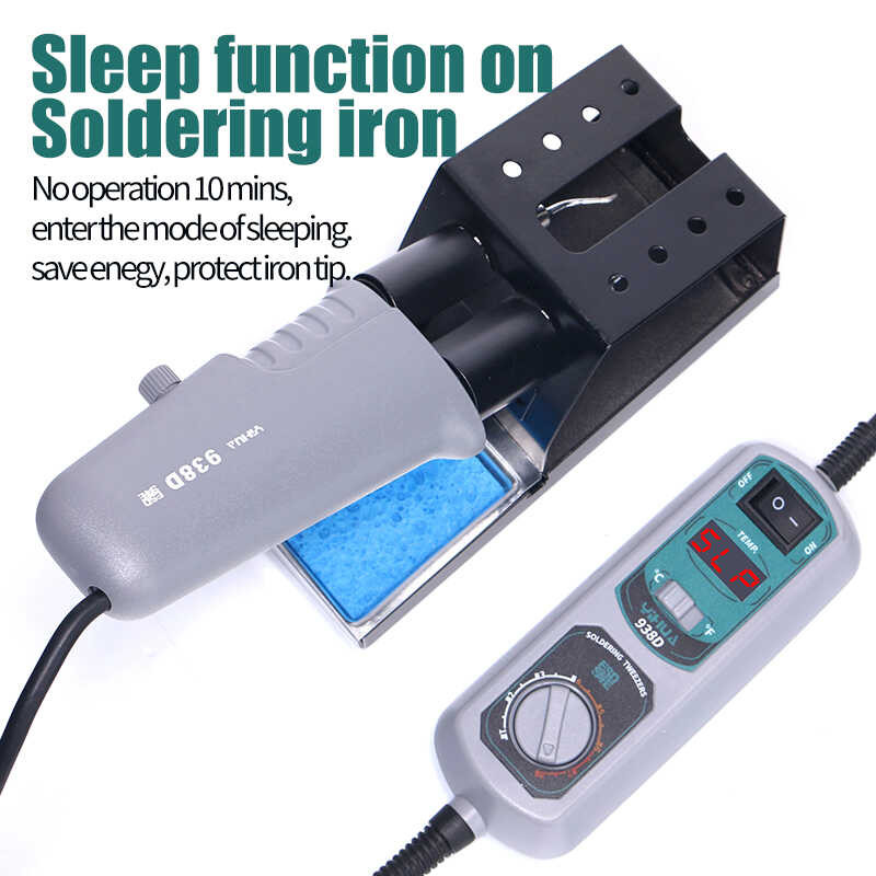 ி YIHUA 938D แหนบแบบพกพาบัดกรีสถานี 110V 220V บัดกรีสถานีชิป