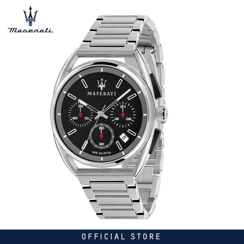 【2 Years Warranty】 Maserati Trimarano 41mm Metal Band Men's Quartz Chronograph นาฬิกาข้อมือ R887363