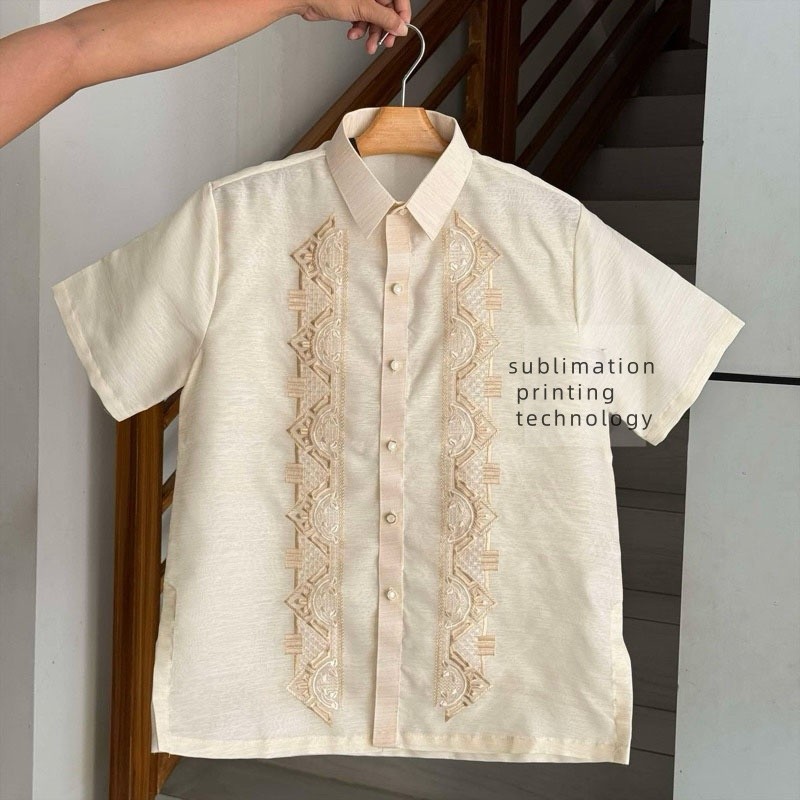 {เทคโนโลยีการพิมพ์ระเหิด }nya Jusilyn Polo Barong Short Sleeves Full Open barong tagalog สําหรับผู้ชาย