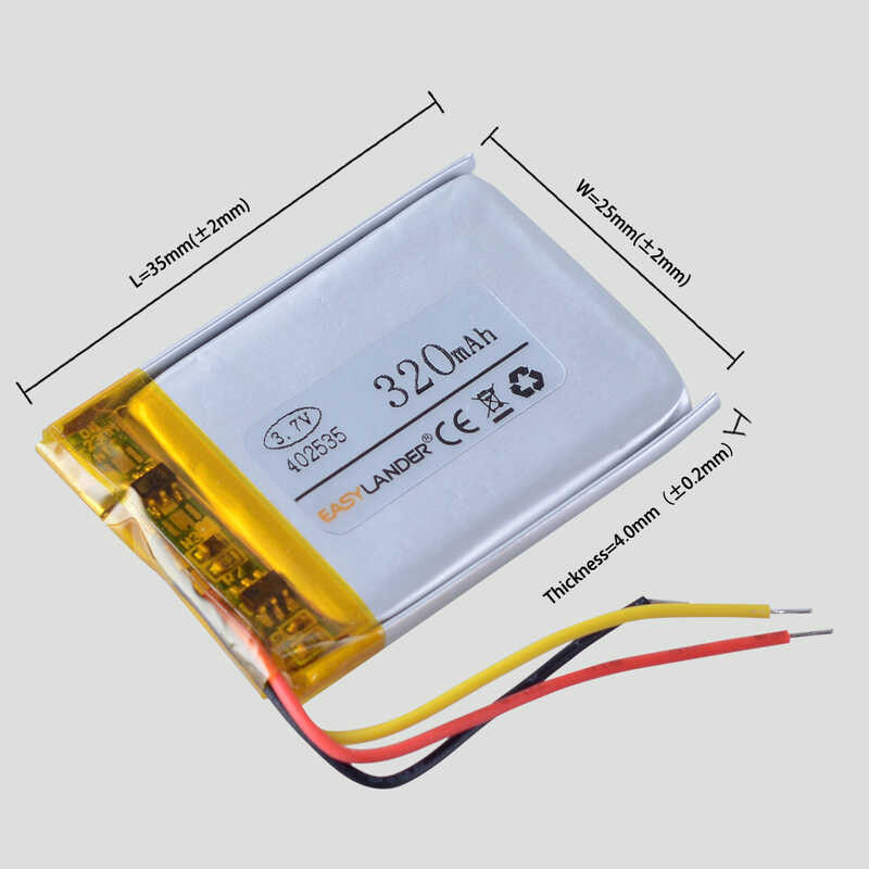 Δ 3 สาย 402535 3.7V 350Mah 422436 ลิเธียมโพลิเมอร์แบตเตอรี่ลิเธ