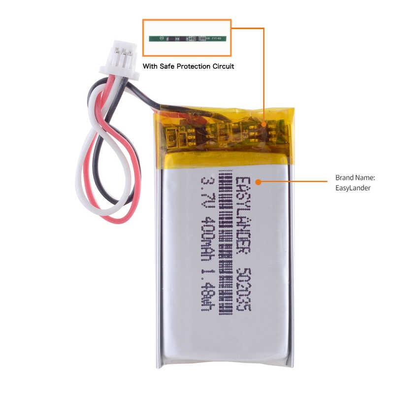 Δ Jst1.0 3P 502035 3.7V 400Mah แบตเตอรี่ลิเธียมโพลิเมอร์แบบชาร์