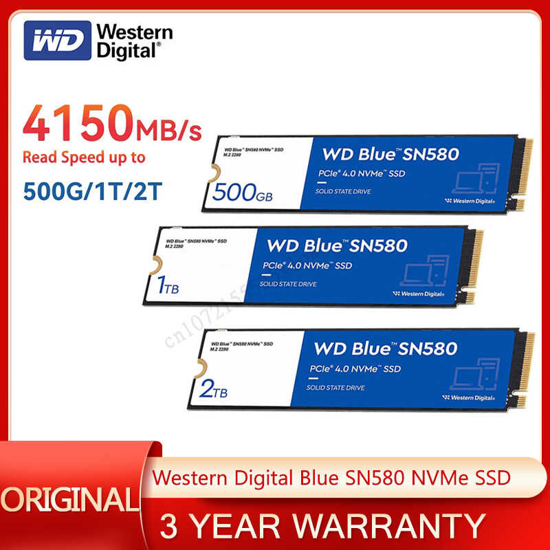 Western Data 7 WD Blue SN580 NVMe SSD 2TB 1TB 500GB PCIe 4.0 * 4 M.2 2280 แล็ปท็อป SSD ใ
