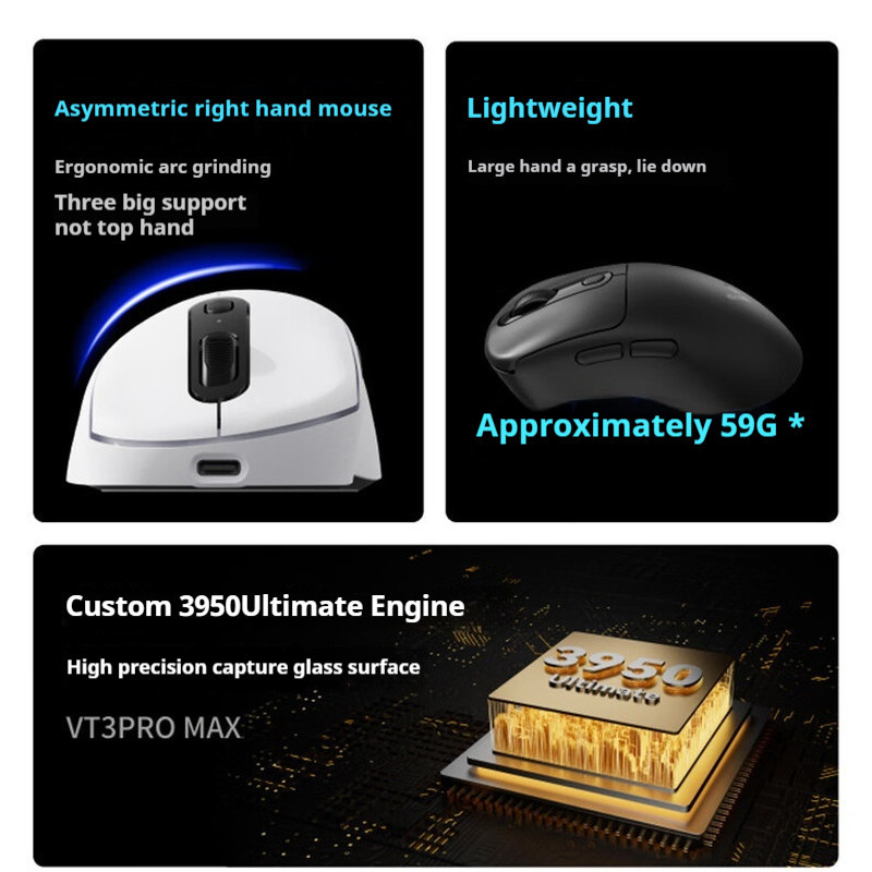 เมาส์ Rapoo Vt3pro Max ไร้สายขนาดใหญ่แบบมีสาย Paw3950เกมสำนักง