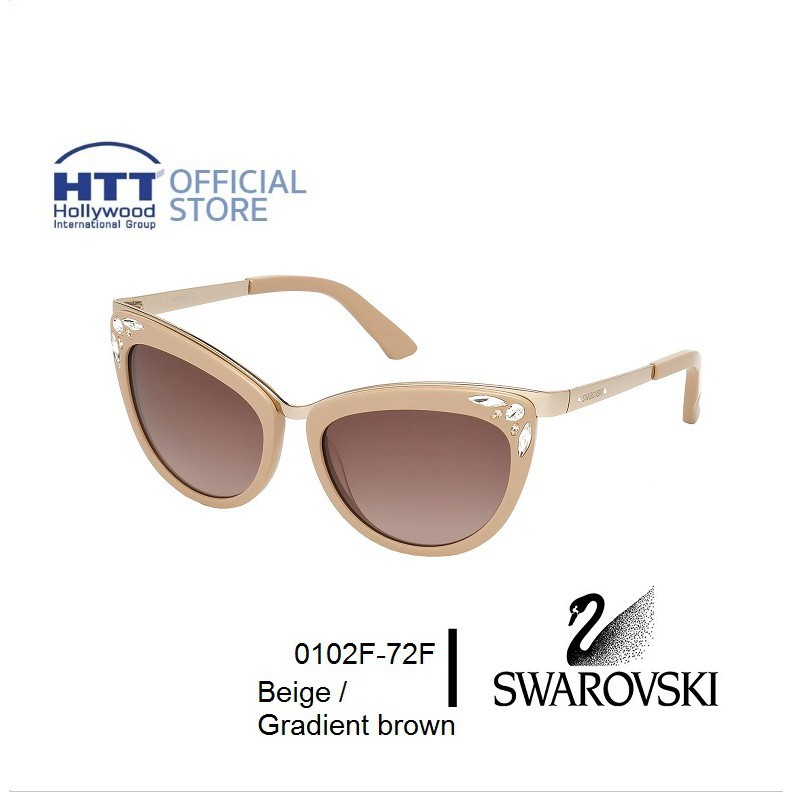 Swarovski SK0102F-72F กรอบแว่นตา สวารอฟสกี้ สี Beige/gradient brownแว่นตาประดับด้วยเพชรคริสตัลของ S