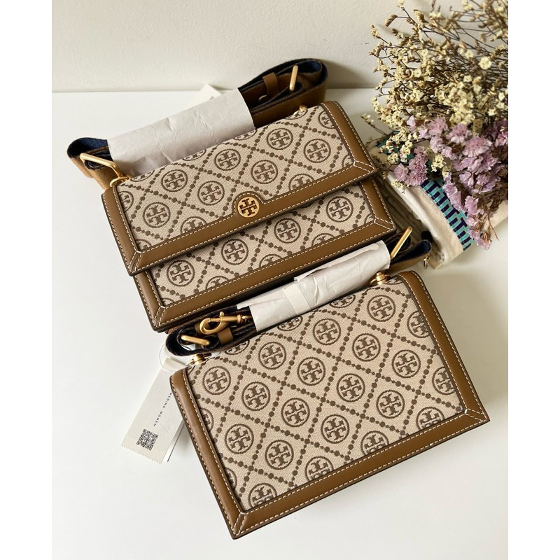 ♞,♘**พร้อมส่ง ของแท้** Tory Burch T Monogram Jacquard Mini Shoulder Bag fdki