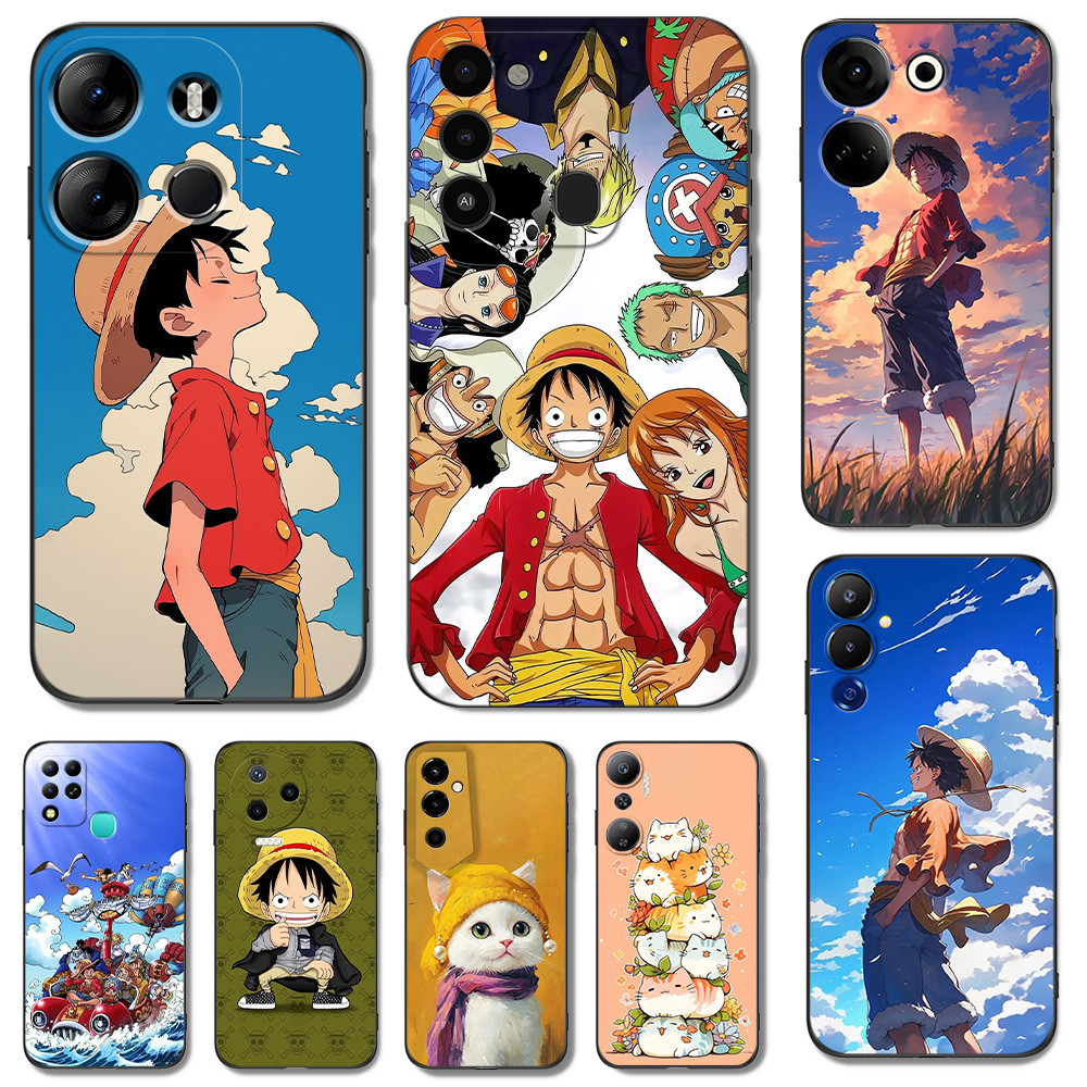วันพีช สวยๆ Infinix Hot 30 4G 5G / Hot 30 Play 30I / Note 30I 4G One Piece ลูฟี่ อนิเมะ Anime สีดํา 