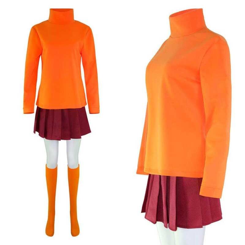 * Movie Scooby Doo Velma Dinkley Halloween Christmas Party Set Wig Cosplay Performance Costume