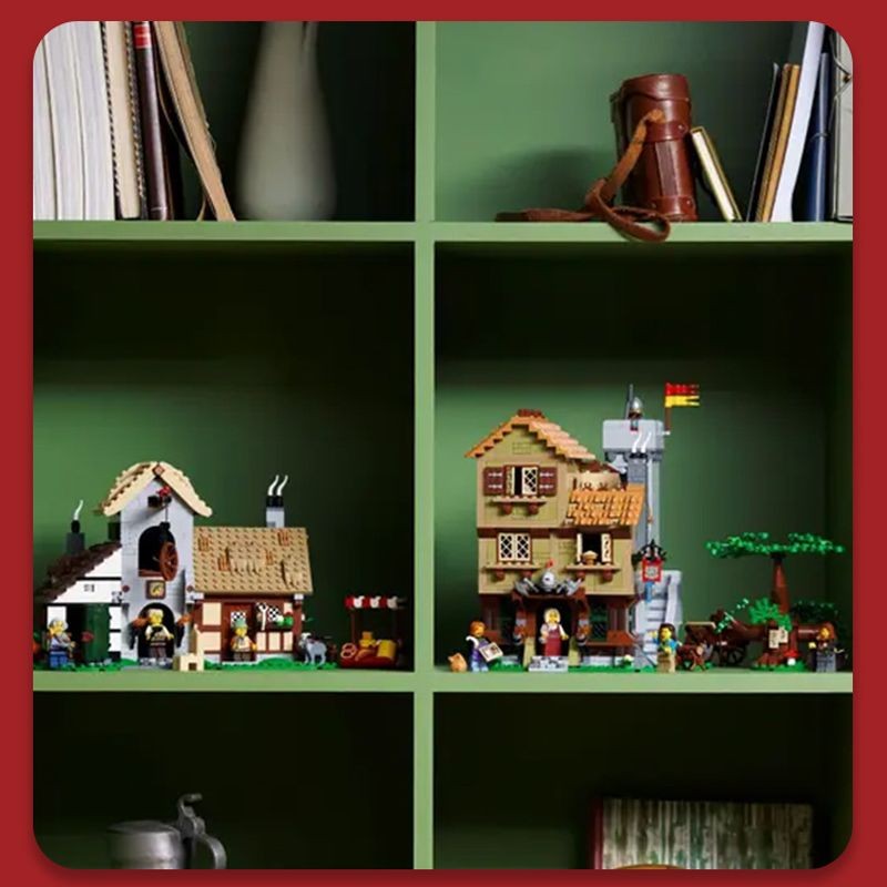 ใช้งานร่วมกับ LEGO Medieval City Square 10332 Town Market House Castle ของเล่นเด็กบล็อกอาคาร