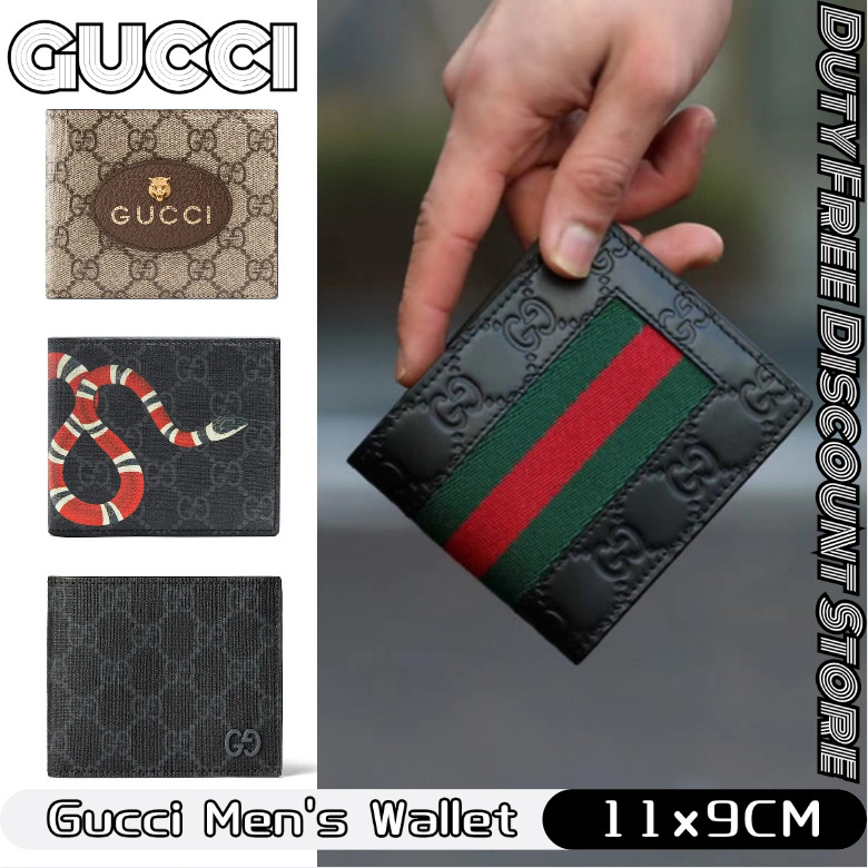 Gucci Classic Men's Bifold Wallet กุชชี่กระเป๋าสตางค์ผู้ชาย/กระเป๋าสตางค์สองพับ