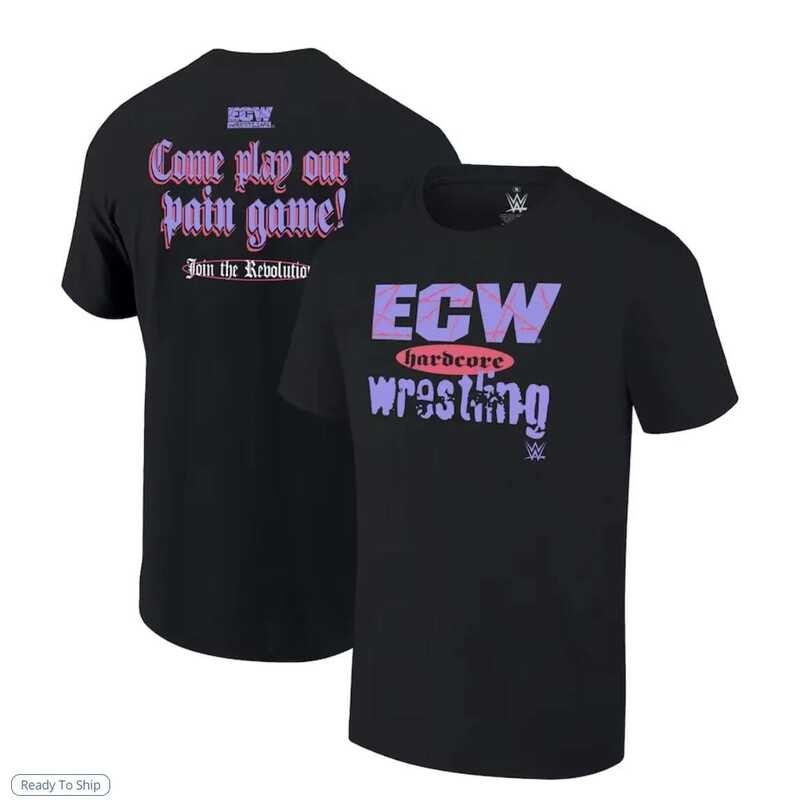 ผู้ชาย Junction Ripple สีดํา ECW มาเล่นเราปวดเกมเสื้อยืดผ้าฝ้าย 100% ลูกเรือคอ plus ขนาดหลวม unisex 