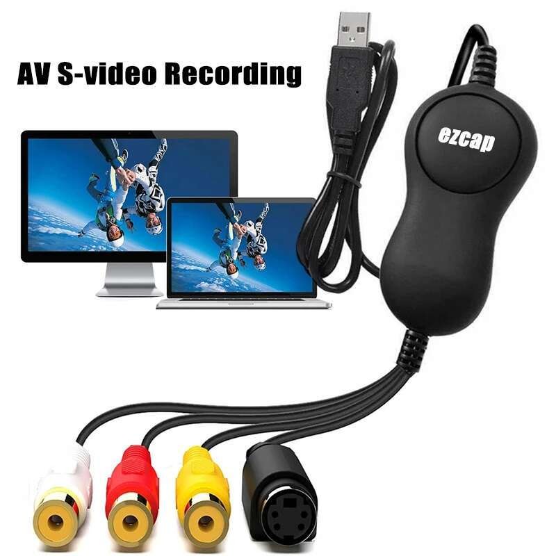 EzCAP159 USB 2.0 การ์ดจับภาพวิดีโอเสียง,เครื่องเล่น VHS VCR กล่องทีวีไปยังตัวแปลง DVD สําหรับ Window